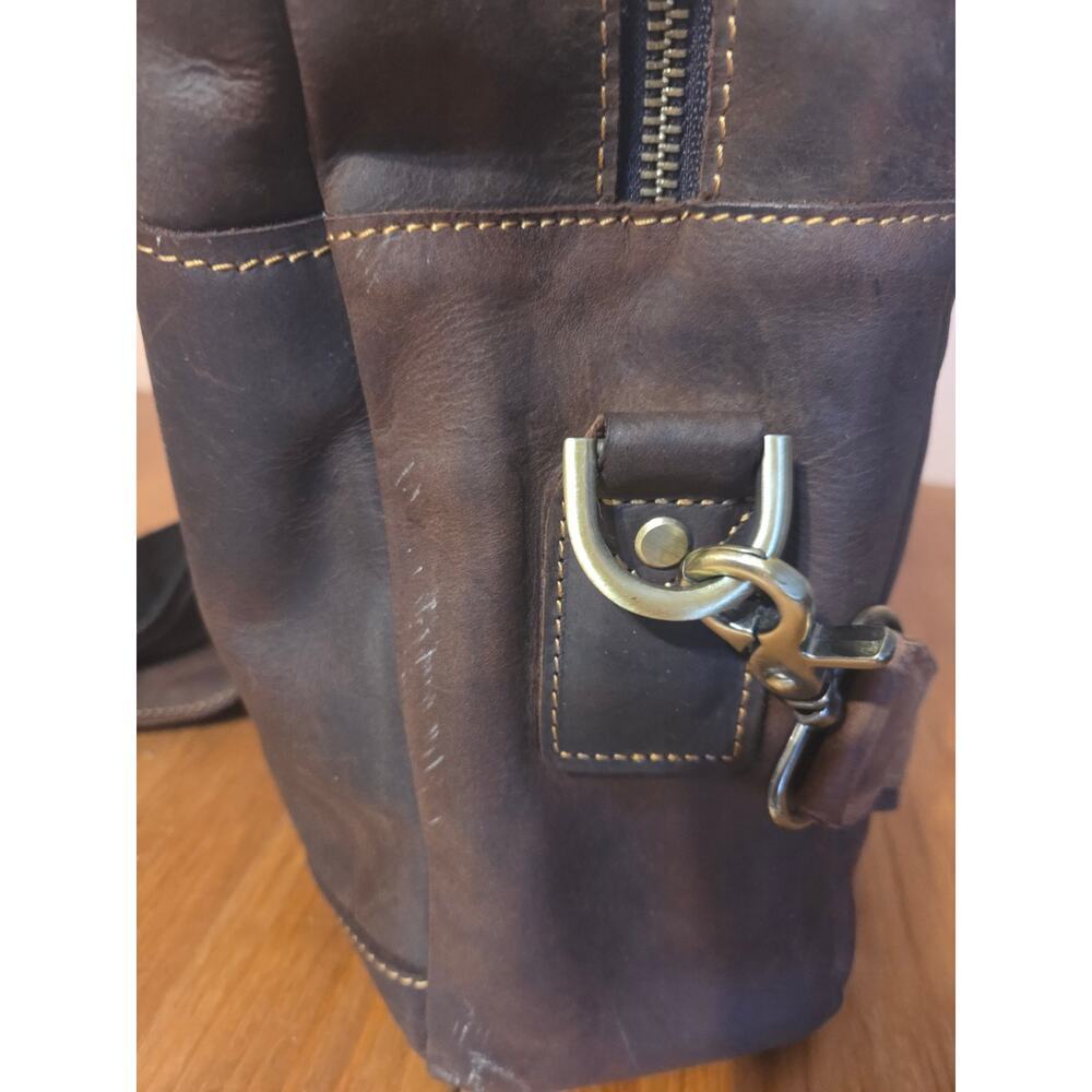 Kattee Leather Messenger Laptop Briefcase Dark Brown 17in Lots Of Storage! - Picture 5 of 10